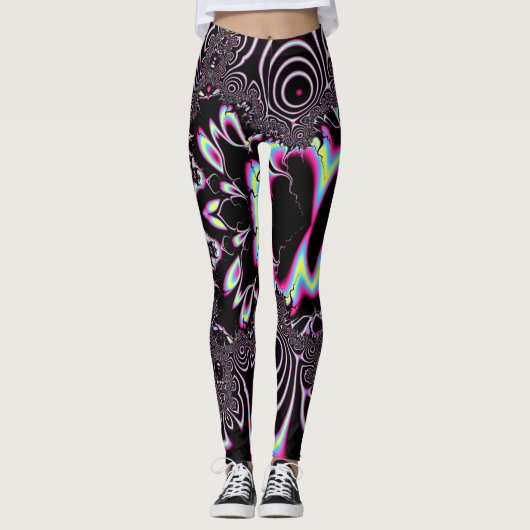 Psychedelische Zuurreis Fractal Abstracte Digitale Leggings (Voorkant)