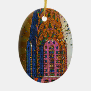 Psychedlic NYC: Chrysler Building Top Closeup #1 Keramisch Ornament