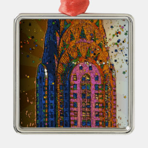 Psychedlic NYC: Chrysler Building Top Closeup #1 Metalen Ornament
