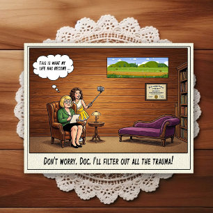 Psychiater Kantoor Humor Cartoonsansichtkaart Briefkaart