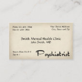 Psychiatre Carte de visite de la santé mentale (Devant)