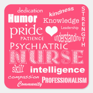 Psychiatric Nurse Pride Attributen-Hot Pink Vierkante Sticker