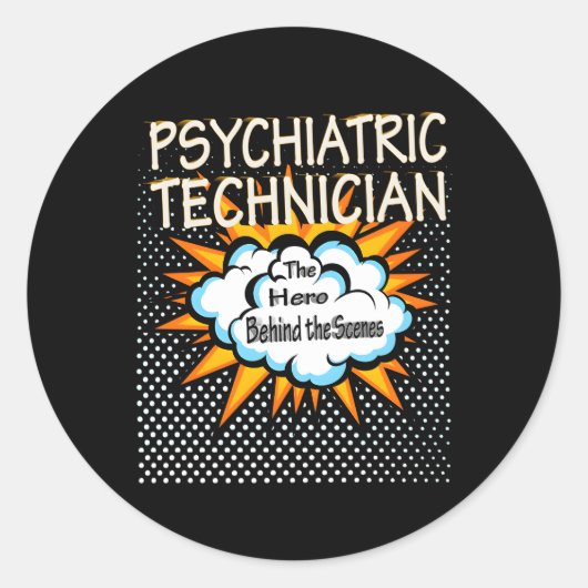 Psychiatrisch Technicus Hero Job Ronde Sticker (Voorkant)