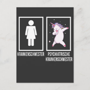 Psychiatrische Krankenschwester Dabbing Unicorn Briefkaart