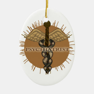 Psychiatrist Caduceus Oval Keramisch Ornament