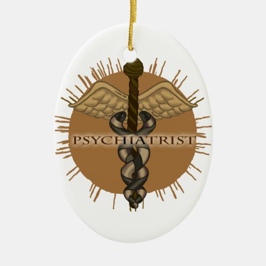 Psychiatrist Caduceus Oval Keramisch Ornament (Voorkant)