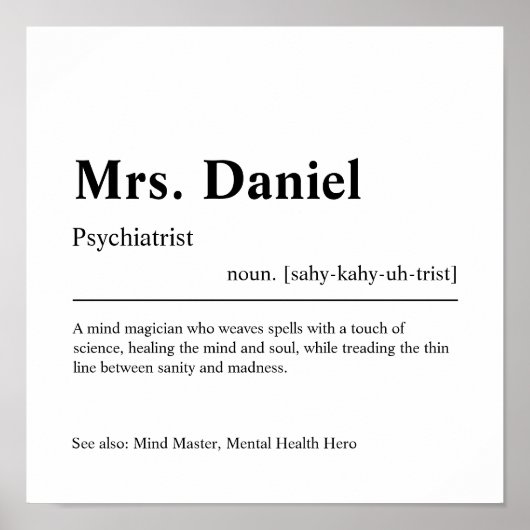 Psychiatrist Gepersonaliseerde Gift Poster (Voorkant)