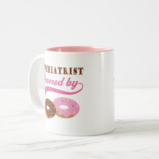 Psychiatrist Gift (Donuts) Tweekleurige Koffiemok (Voorkant links)