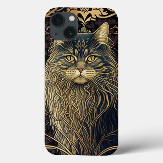 Psychic Maine Coon Cat AI Art iPhone Case (Achterkant)