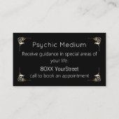 Psychic Medium Fortune Teller in Gold en Black Visitekaartje (Achterkant)