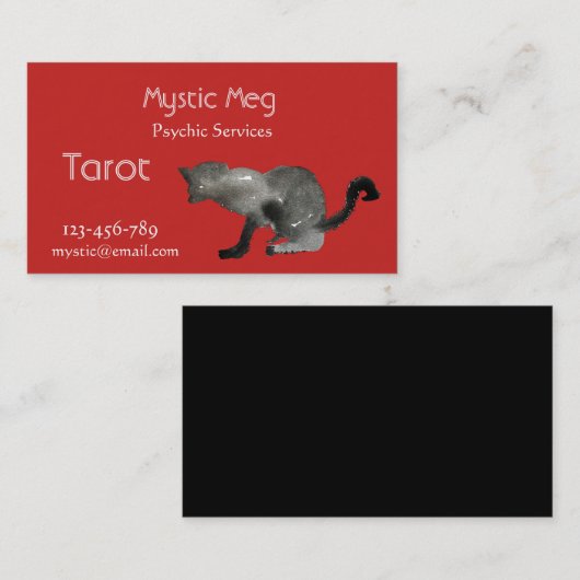 Psychie, tarot, fortuin, geldboer new age diensten visitekaartje (Voorkant / Achterkant)