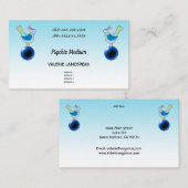 Psychisch medium, blauw kristalblok en staafvogels visitekaartje (Voorkant / Achterkant)