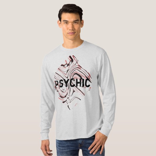"Psychisch" op roze Abstracte kunstontwerpen T-shirt (Voorkant volledig)