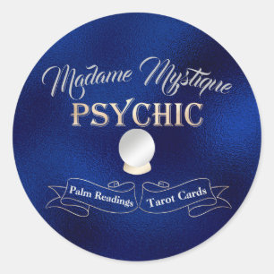 Psychische Kristallen Bol Goud en Blauw Ronde Sticker