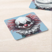 Psycho Clown Vierkante Kartonnen Onderzetter (Schuin)
