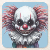 Psycho Clown Vierkante Kartonnen Onderzetter (Voorkant)