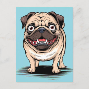 Psycho Crazy Pug Bulldog Briefkaart Ontwerp