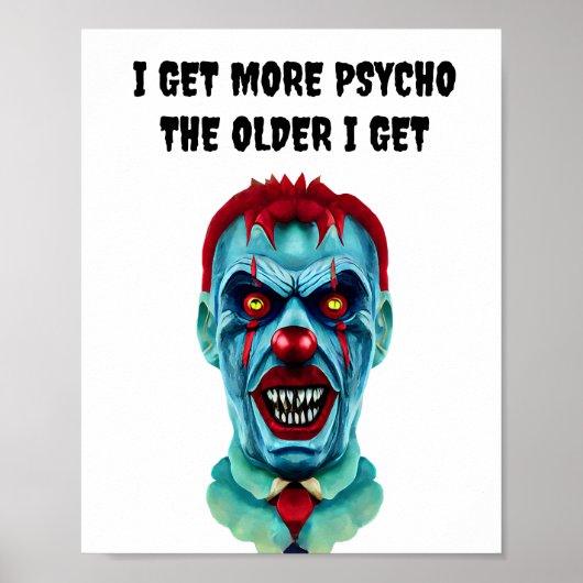 Psycho Creepy Killer Zombie Clown Horror Art Poster (Voorkant)