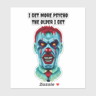 Psycho Creepy Killer Zombie Clown Horror Art Sticker