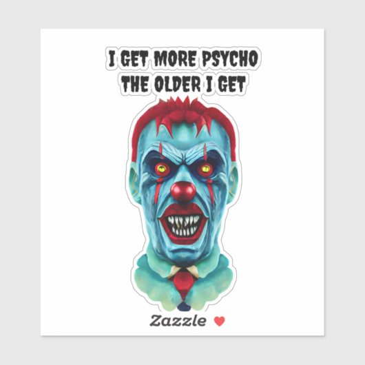 Psycho Creepy Killer Zombie Clown Horror Art Sticker (Vel)