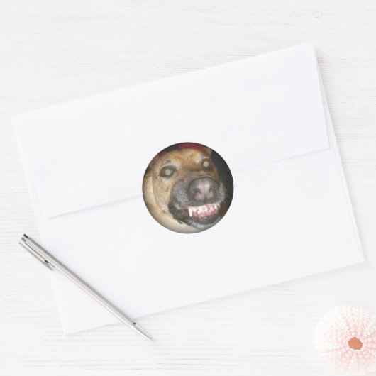 Psycho Duits Herder Hond Eng Kwaad Ronde Sticker (Envelop)