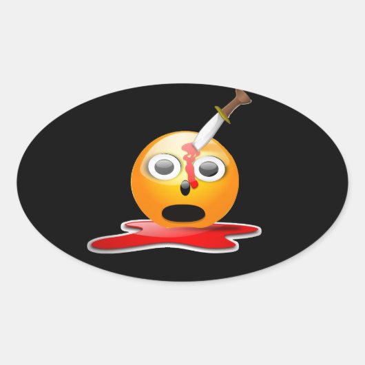 psycho emoji ovale sticker (Voorkant)