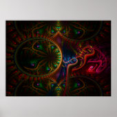 Psycho Gears Flame Fractal Art Poster (Voorkant)