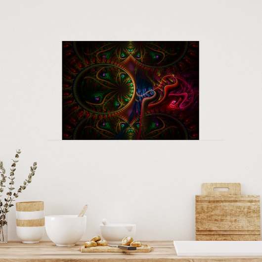 Psycho Gears Flame Fractal Art Poster (Keuken)