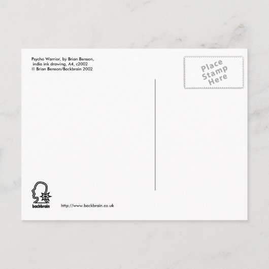 Psycho Warrior, par Brian Benson, carte postale (Dos)