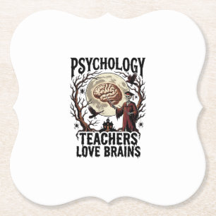 Psychologie Docent Halloween Hersen Liefhebber Got Kartonnen Onderzetters