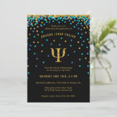 Psychologie Graduation Invitation Blue & Gold Psi (Debout devant)