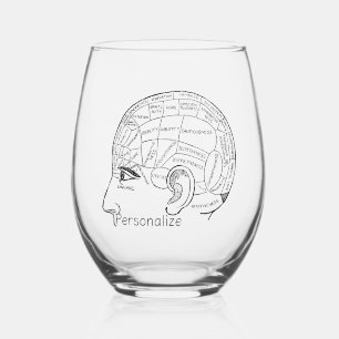 Psychologie  phrenology psychiatrie brain wijnglas zonder voet