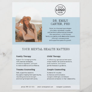 Psychologie Therapie Logo Foto Blauw Flyer