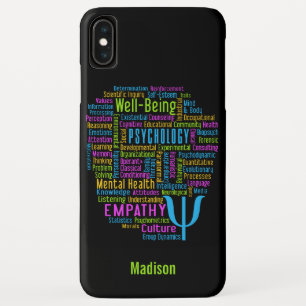PSYCHOLOGIE Woordwolk aangepaste naam & kleur geva iPhone XS Max Hoesje