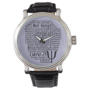 PSYCHOLOGIE Word Cloud, aangepaste kleurenhorloges Horloge