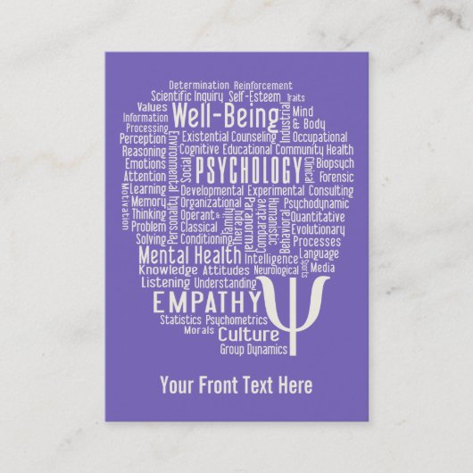 PSYCHOLOGIE Word Cloud Custom Color visitekaartjes (Voorkant)