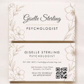 Psychologist Botanical QR Code Blush Elegant Visitekaartje