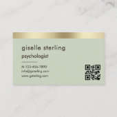 Psychologist Counselor Sage Green Gold QR Code  Visitekaartje (Achterkant)