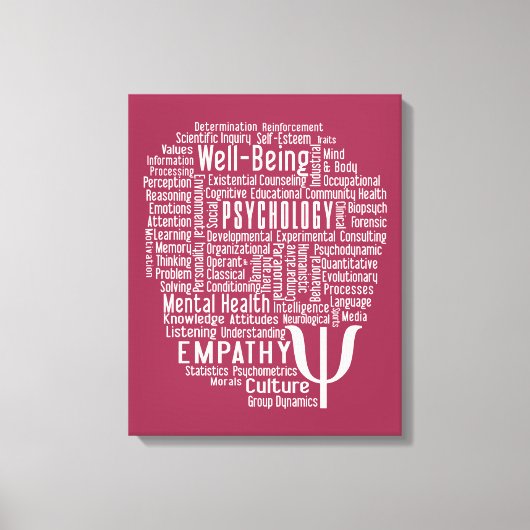 PSYCHOLOGY Word Cloud Custom Color canvas afdrukke Afdruk (Voorkant)