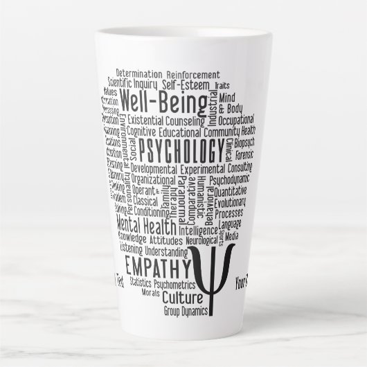 PSYCHOLOGY Word Cloud Custom text Latte Mok (Voorkant)