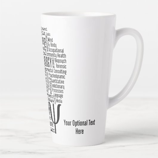 PSYCHOLOGY Word Cloud Custom text Latte Mok (Rechts)