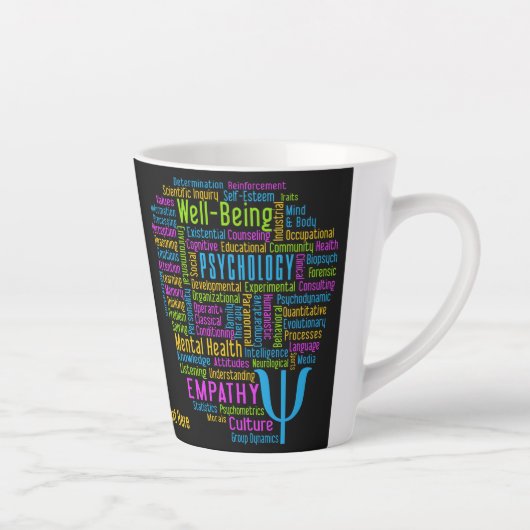 PSYCHOLOGY Word Cloud Custom text Latte Mok (Rechts)