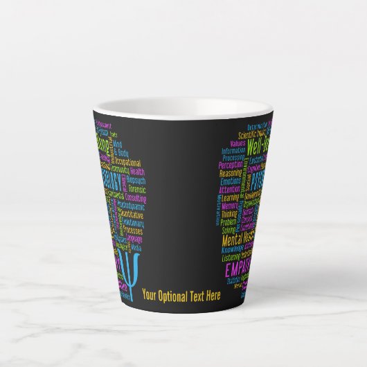 PSYCHOLOGY Word Cloud Custom text Latte Mok (Voorkant)