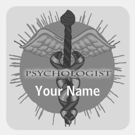 Psycholoog Caduceus Vierkante Sticker (Voorkant)