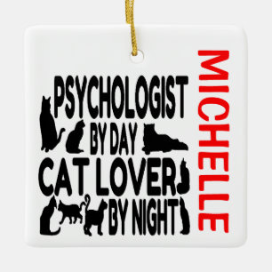 Psycholoog houdt van katten keramisch ornament