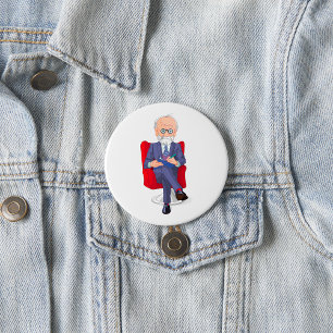 Psycholoog in pak met Notitieblok zitten Ronde Button 7,6 Cm