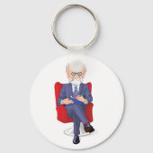 Psycholoog in pak met Notitieblok zitten Sleutelhanger (Achterkant)