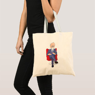 Psycholoog in pak met notitieblok zittend tote bag