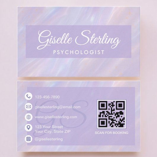 Psycholoog Paarse Pastel QR Code Visitekaartje
