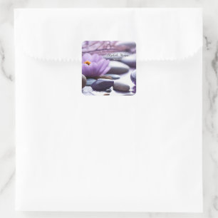 Psycholoog Therapeut Zen Stenen,Paarse Lotus Vierkante Sticker
